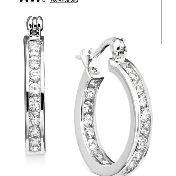 NEW GIANI BERNINI Cubic Zirconia Earrings in Sterling Silver, 0.75" - Picture 1 of 4